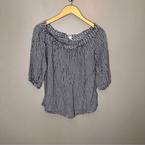 Old navy gingham plaid off the shoulder blouse